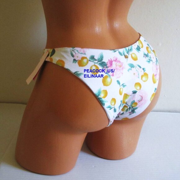 Victoria Secret Swim Brazilian Bikini Bottom EXTRA-LARGE White Floral Lemons nwt - Picture 4 of 6